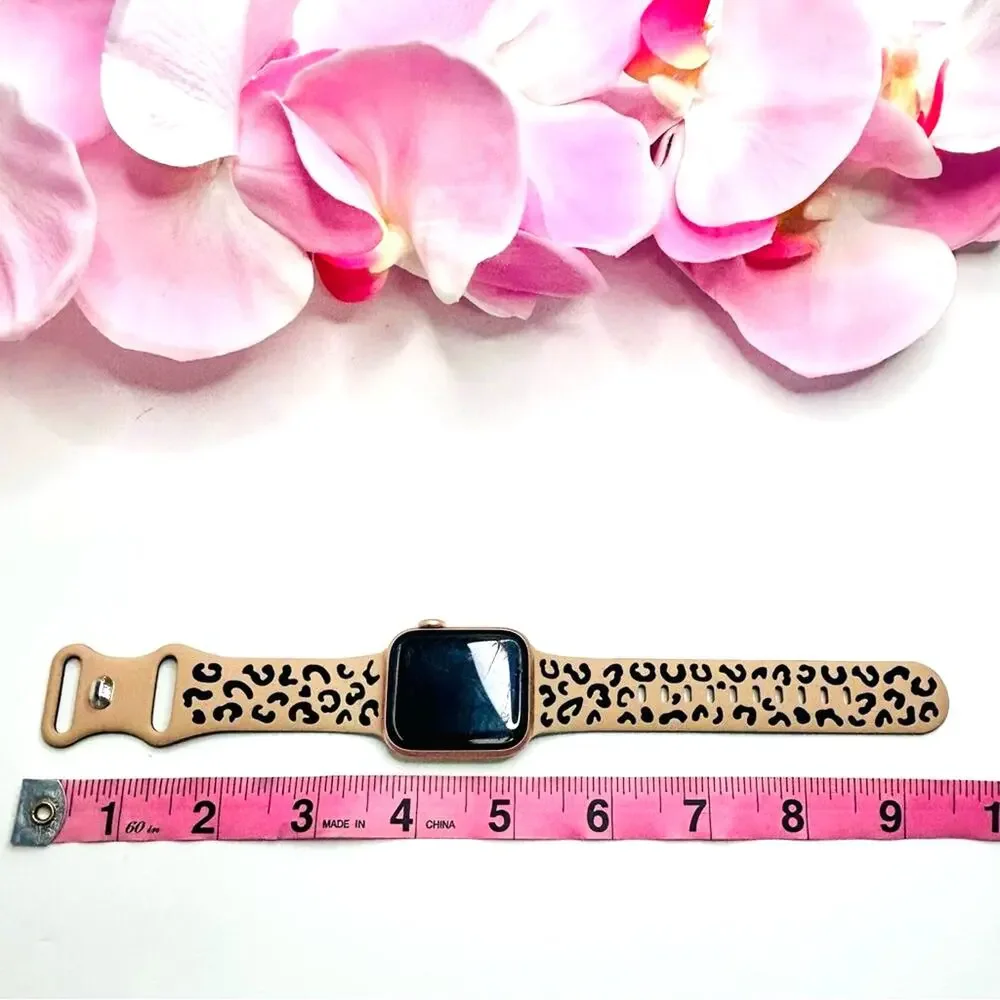 Leopard Apple Watch Band 38 40 Blush Pink Silicone Strap NEW